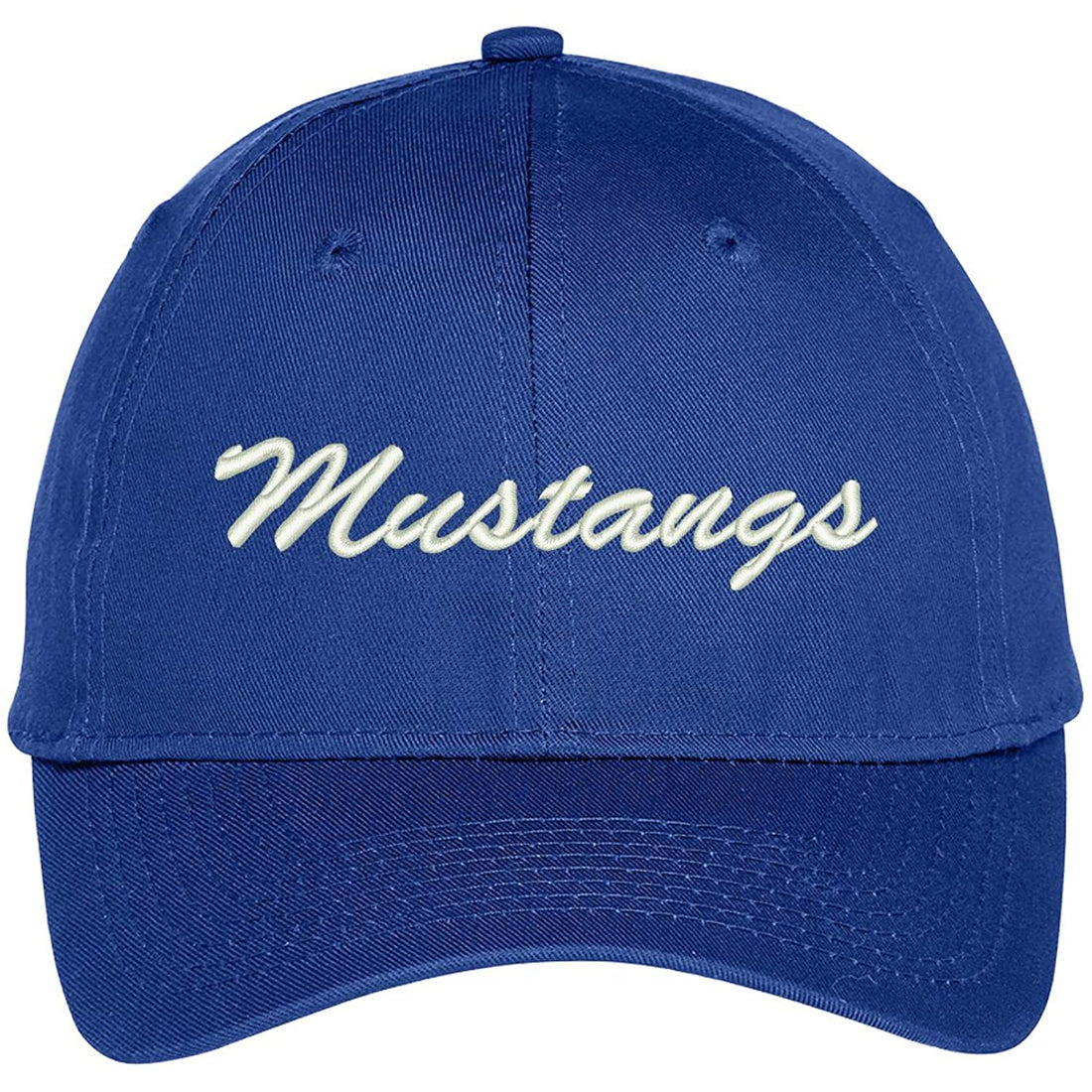 Trendy Apparel Shop Mustangs Embroidered Team Nickname Mascot Cap
