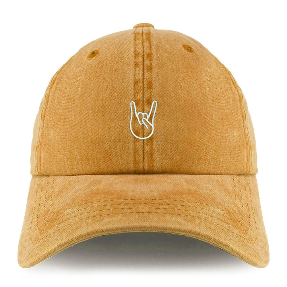 Trendy Apparel Shop Rock on Embroidered Pigment Dyed Unstructured Cap