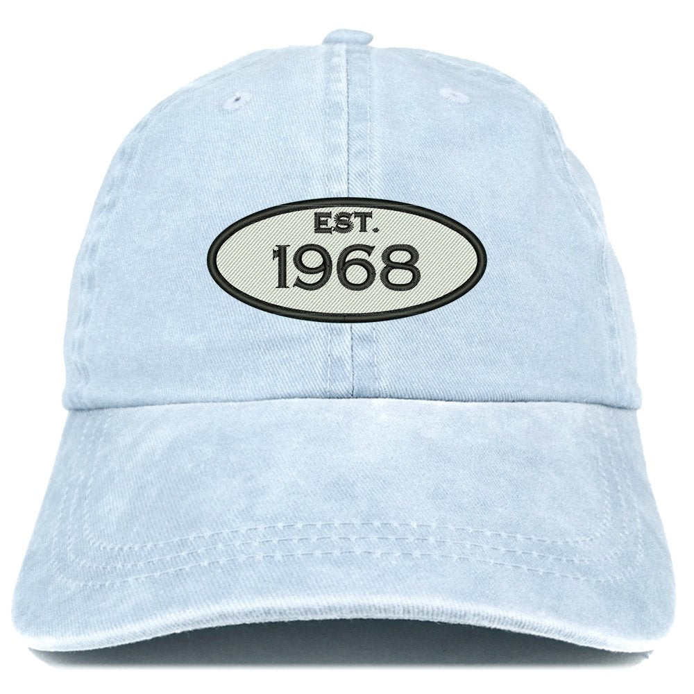 Trendy Apparel Shop Established 1967 Embroidered 51st Birthday Gift Pigment Dyed Washed Cotton Cap - Dark Green