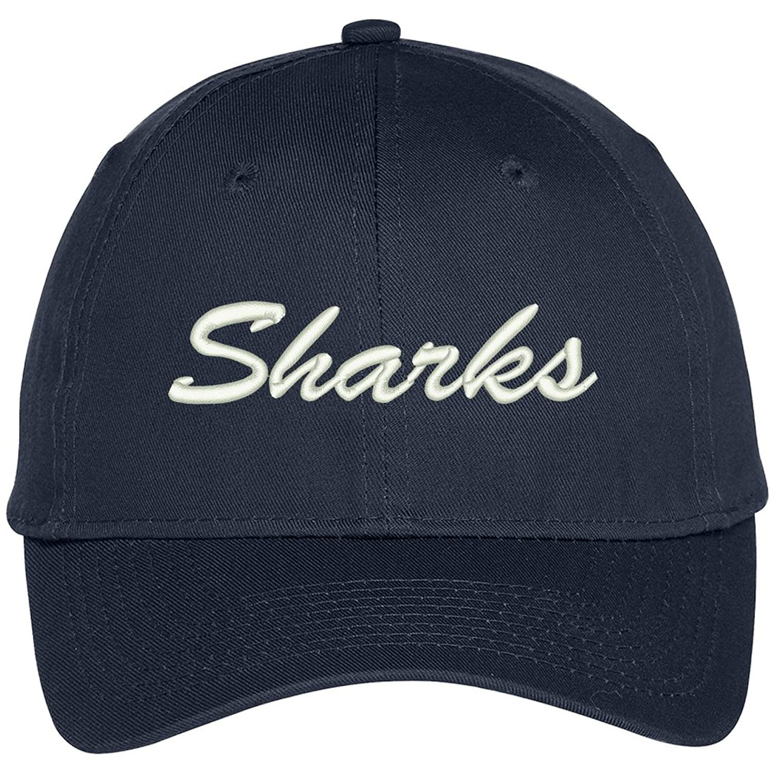 Trendy Apparel Shop Sharks Embroidered Precurved Adjustable Cap