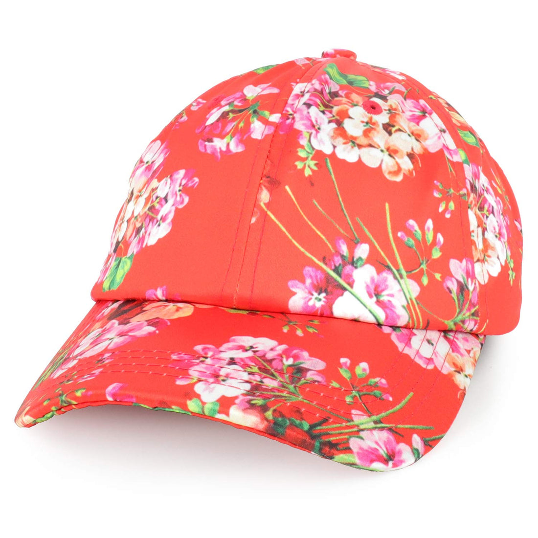 Trendy Apparel Shop Women's Floral Print Satin Unstructured Low Profile Baseball Cap- Multipack - Black Red