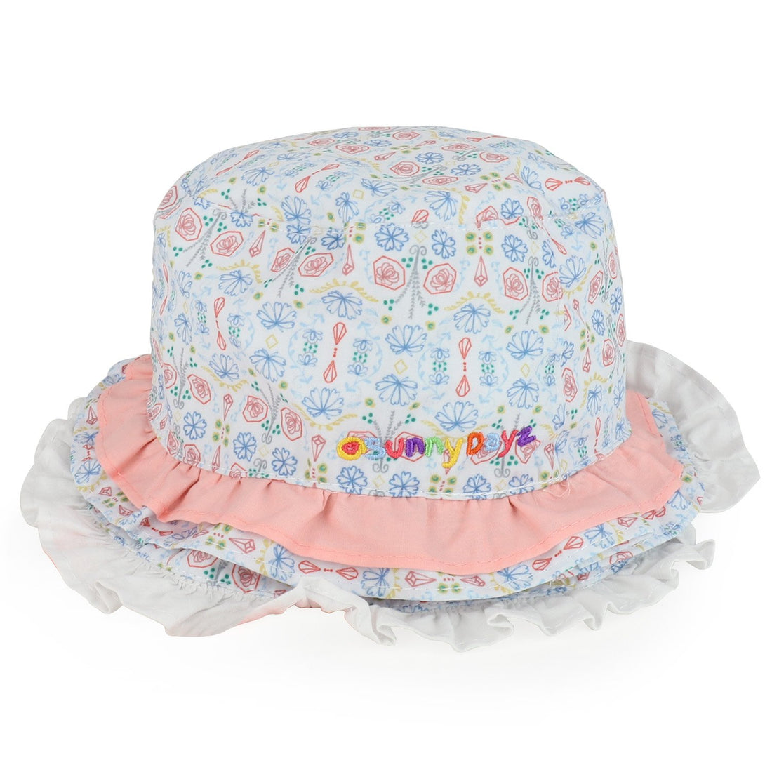 Trendy Apparel Shop Infant Baby Girl's Floral Print Ruffle UPF Sun Bucket Hat