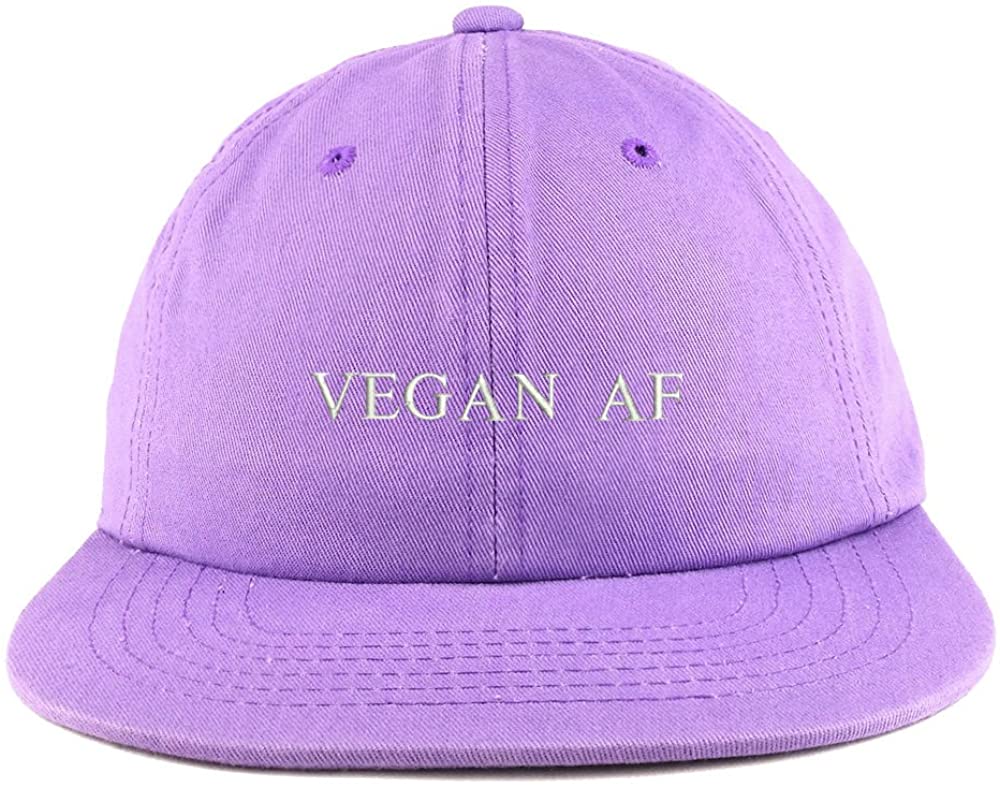 Trendy Apparel Shop Vegan AF Embroidered Unstructured Flatbill Adjustable Cap - Red