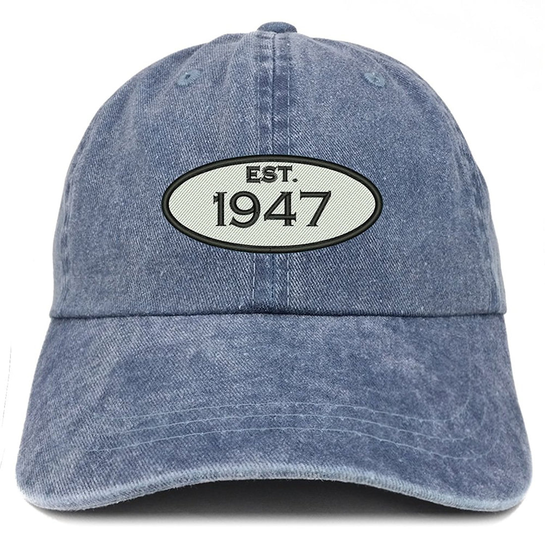 Trendy Apparel Shop Established 1947 Embroidered  Birthday Gift Pigment Dyed Washed Cotton Cap