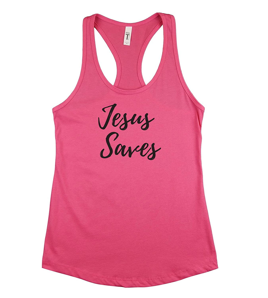 Trendy Apparel Shop Jesus Saves Printed Women's Racerback Funny Christian Tank Top