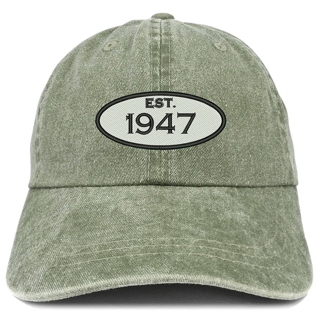 Trendy Apparel Shop Established 1947 Embroidered 72nd Birthday Gift Pigment Dyed Washed Cotton Cap