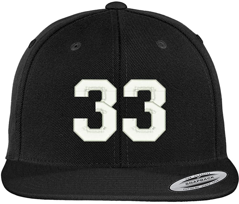 Trendy Apparel Shop Number 33 Collegiate Varsity Font Embroidered Flat Bill Snapback Cap