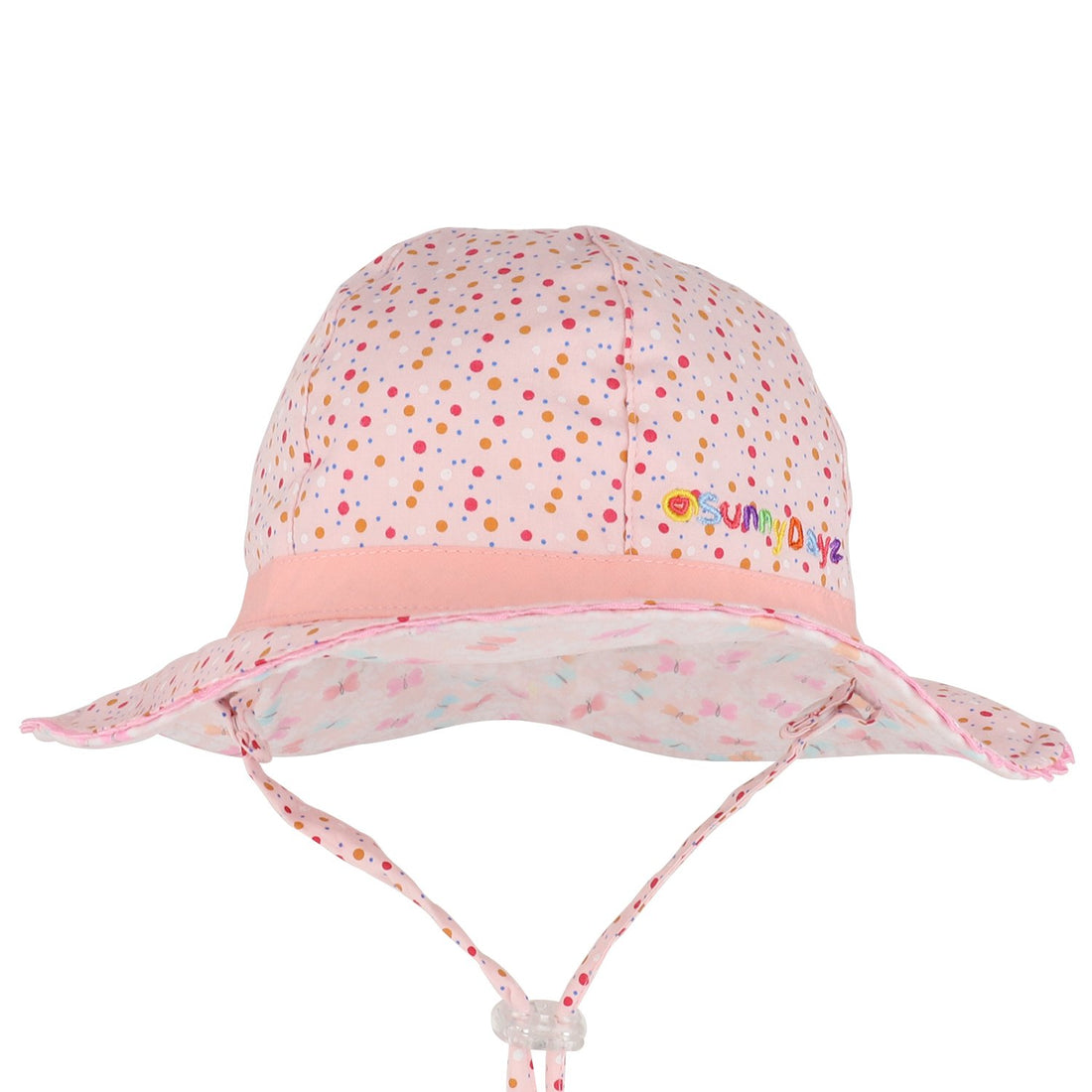 Trendy Apparel Shop Infant Girl's Butterfly and Polka Dots Reversible UPF Sun Floppy Hat