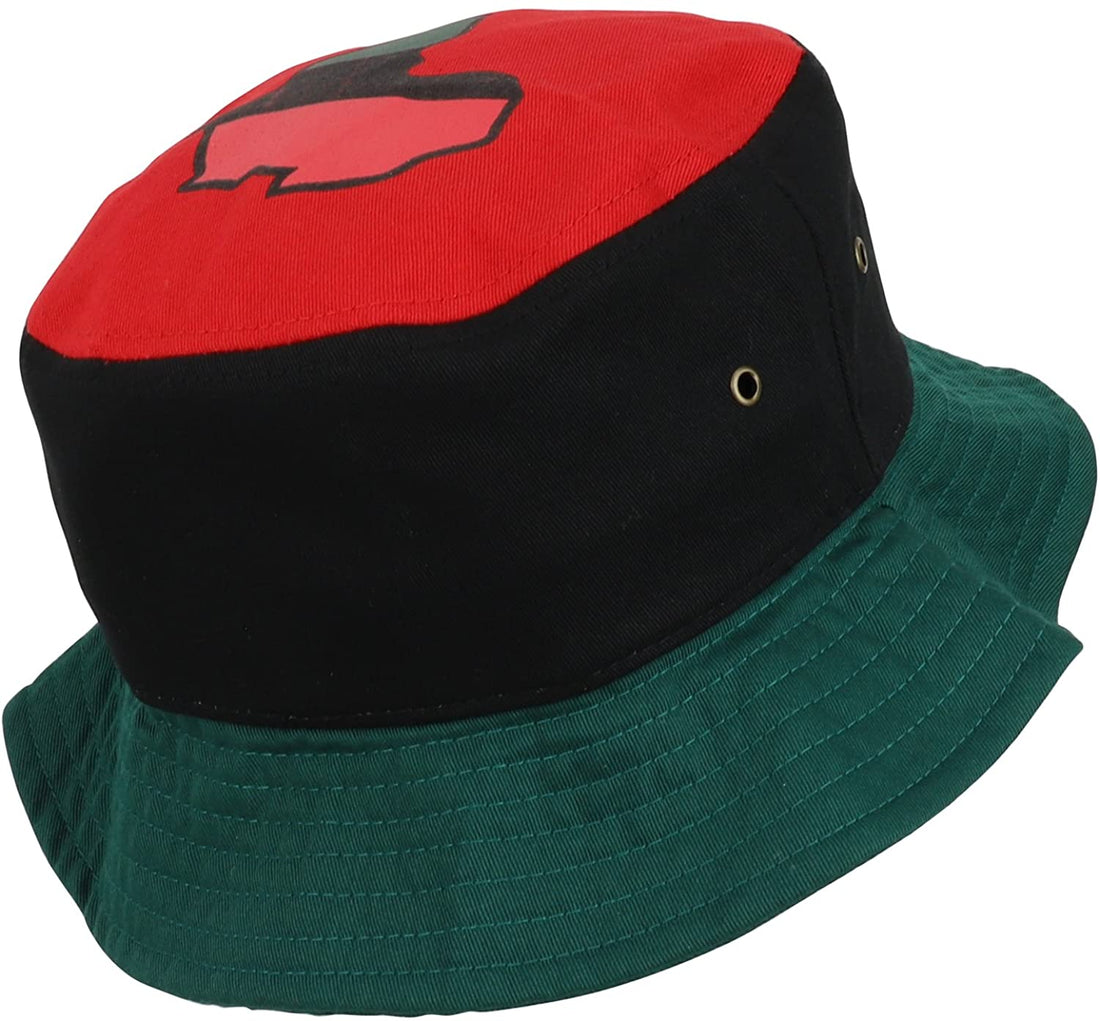 Trendy Apparel Shop Red Black Green Africa Map Patch Embroidered Cotton Bucket Hat