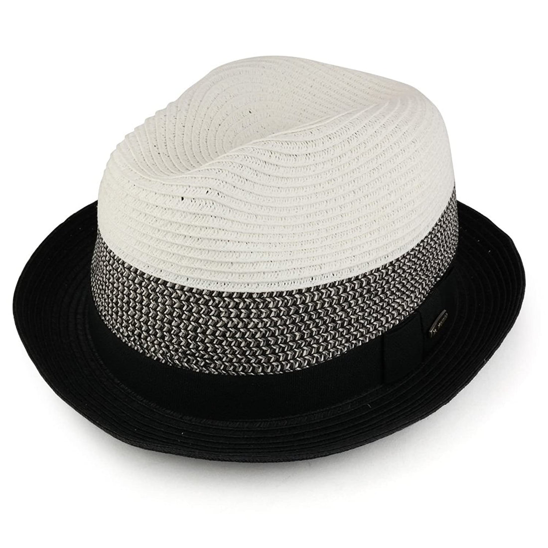 Trendy Apparel Shop Stylish Mens 3-Tone Paper Straw Fedora With Hat Band