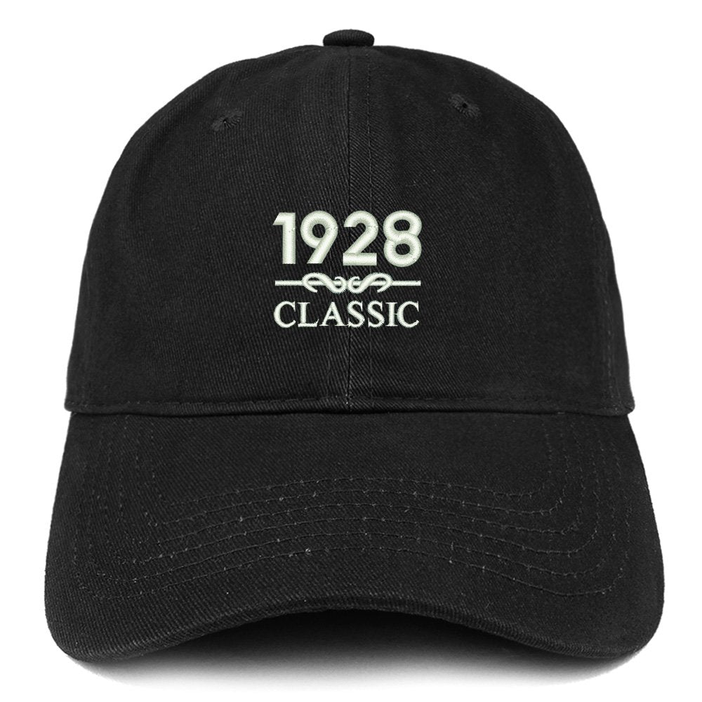Trendy Apparel Shop Classic 1928 Embroidered Retro Soft Cotton Baseball Cap - Black