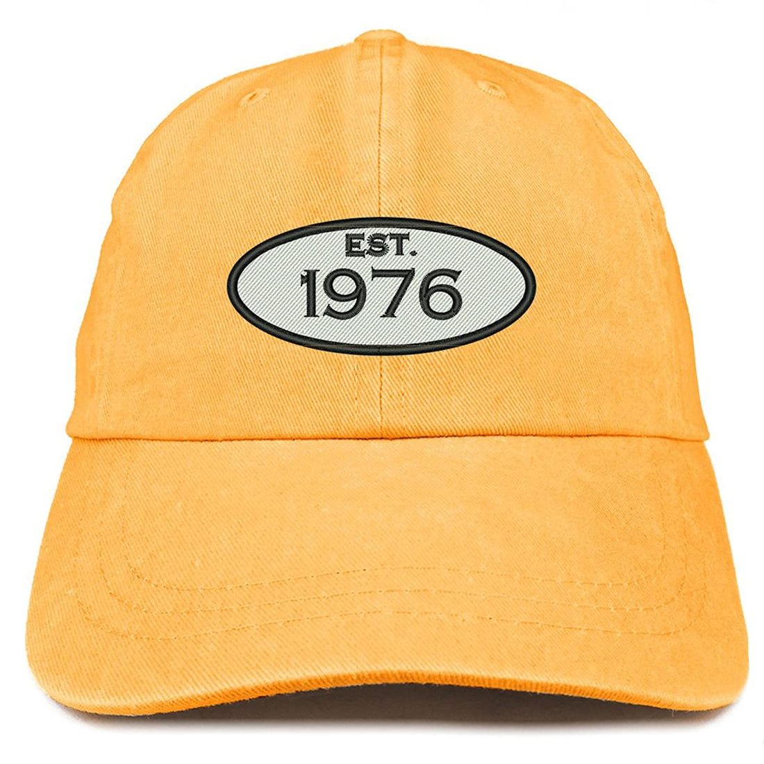 Trendy Apparel Shop Established 1976 Embroidered 42nd Birthday Gift Pigment Dyed Washed Cotton Cap - Mango