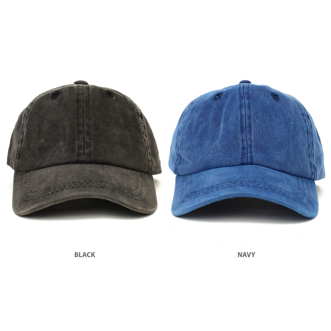 Trendy Apparel Shop Infant Size Unstructured Pigment Dyed Washed Baseball Cap - Multipack - Black Navy