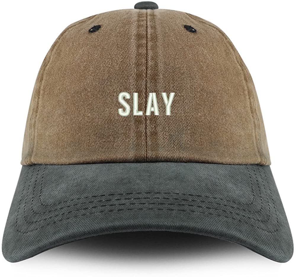 Trendy Apparel Shop Slay Embroidered Pigment Dyed Unstructured Cap