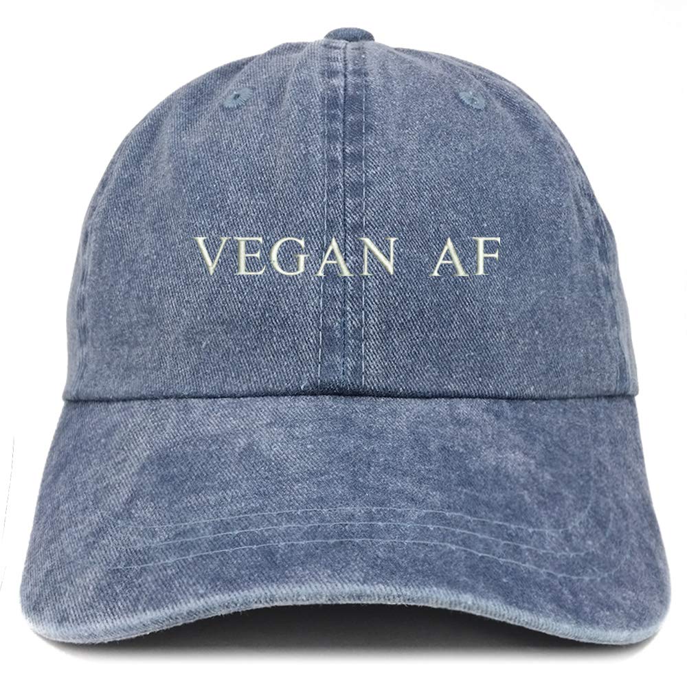 Trendy Apparel Shop Vegan AF Embroidered Pigment Dyed Washed Cotton Cap