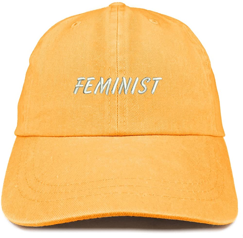 Trendy Apparel Shop Feminist Embroidered Washed Cotton Adjustable Cap - Black
