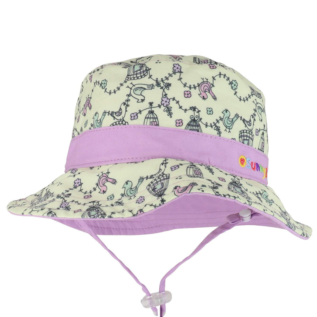 Trendy Apparel Shop Infant Baby Girl's Reversible Bird Cage UPF Sun Bucket Hat