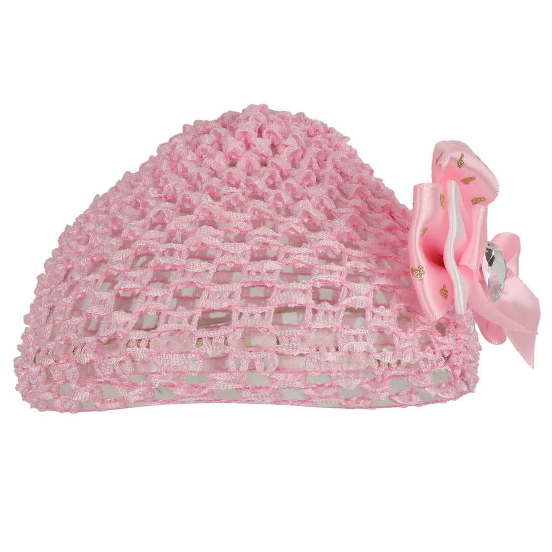 Trendy Apparel Shop Baby Infant's Crochet Hat with Grosgrain Bow and Socks