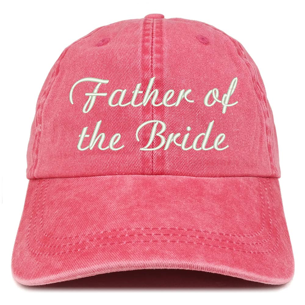 Trendy Apparel Shop Father Of The Bride Embroidered Wedding Party Pigment Dyed Cotton Cap - Red
