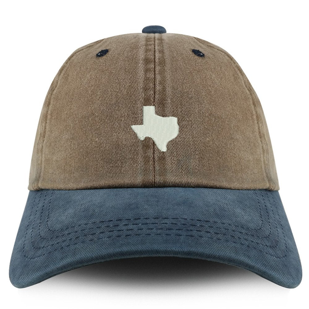 Trendy Apparel Shop Texas State Map Embroidered Pigment Dyed Unstructured Cap