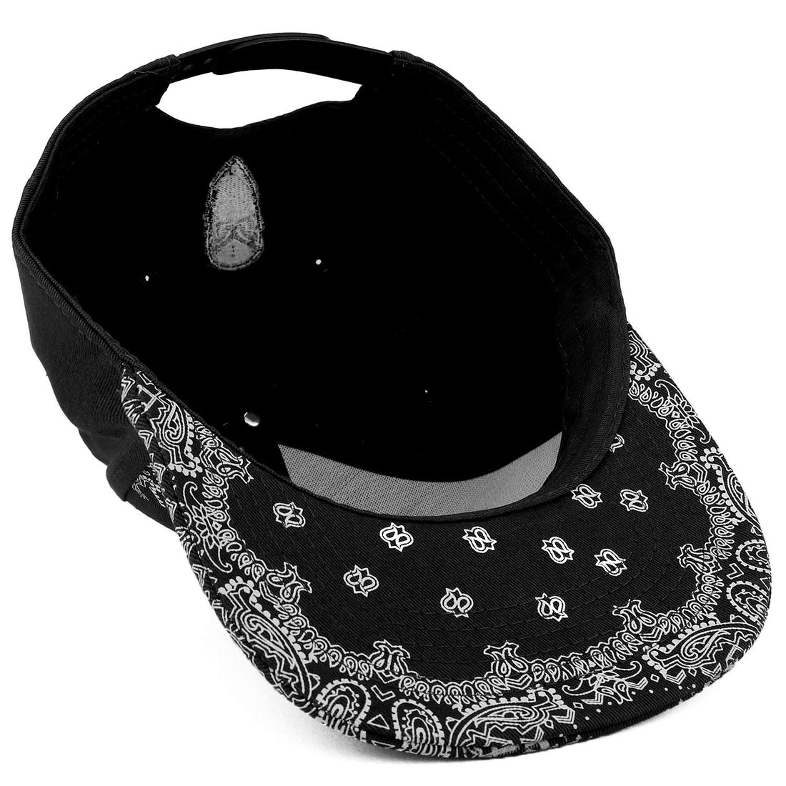 Trendy Apparel Shop Skull Bandana Embroidered Snapback with Paisley Print Flatbill Cap