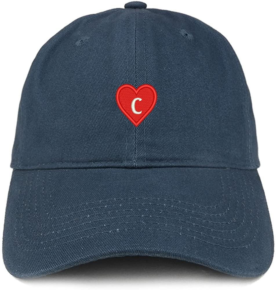 Trendy Apparel Shop Alphabet C Heart Emoji Embroidered Cotton Dad Hat- Navy