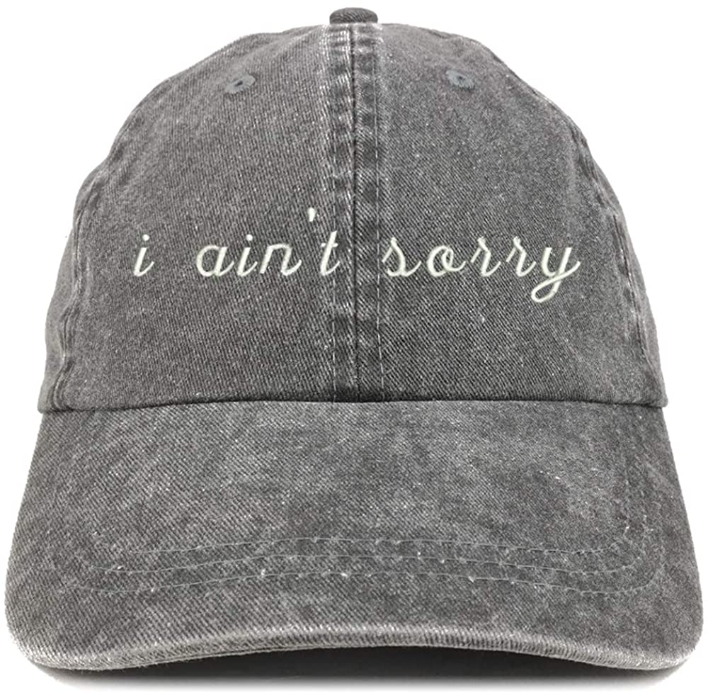 Trendy Apparel Shop I Ain't Sorry Embroidered Washed Cotton Adjustable Cap