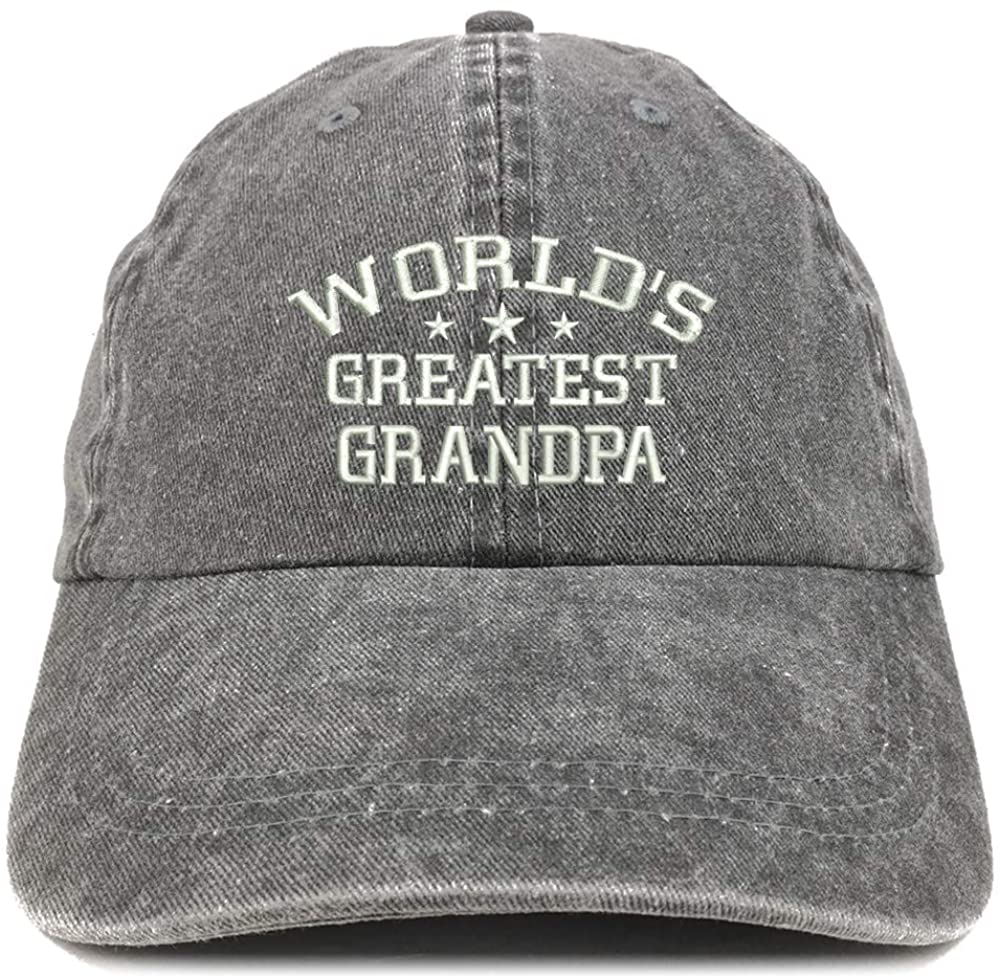 Trendy Apparel Shop World's Greatest Grandpa Embroidered Low Profile Washed Cotton Cap