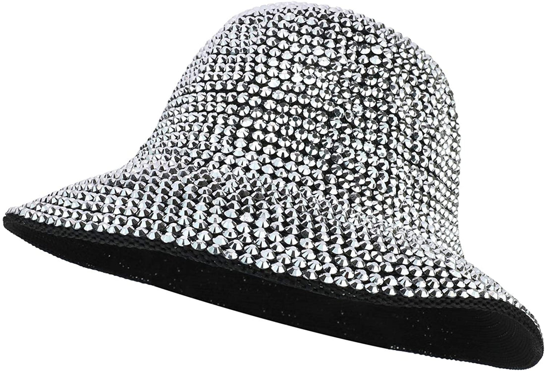 Trendy Apparel Shop Fashion Bling Rhinestone Studs Detailed Bucket Hat