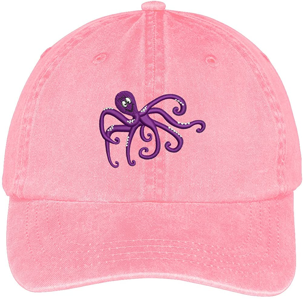 Trendy Apparel Shop Octopus Embroidered Soft Crown 100% Brushed Cotton Cap