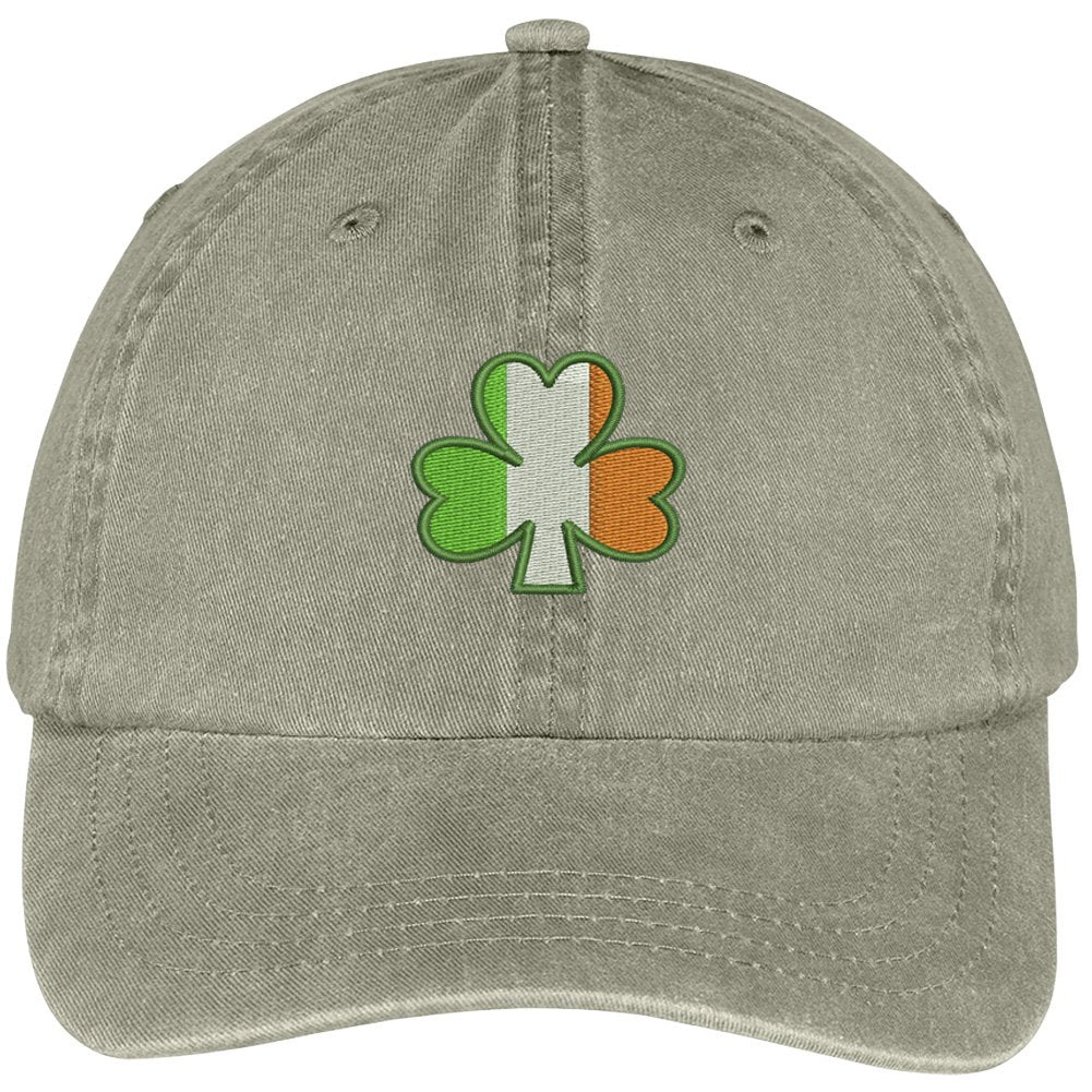 Trendy Apparel Shop Irish Shamrock Embroidered Soft Crown 100% Brushed Cotton Cap