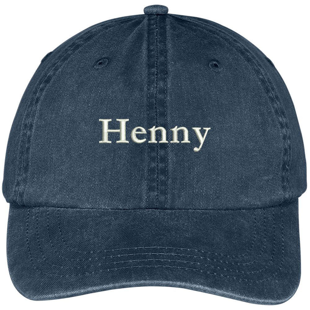 Trendy Apparel Shop Henny Embroidered Soft Crown 100% Brushed Cotton Cap - Black