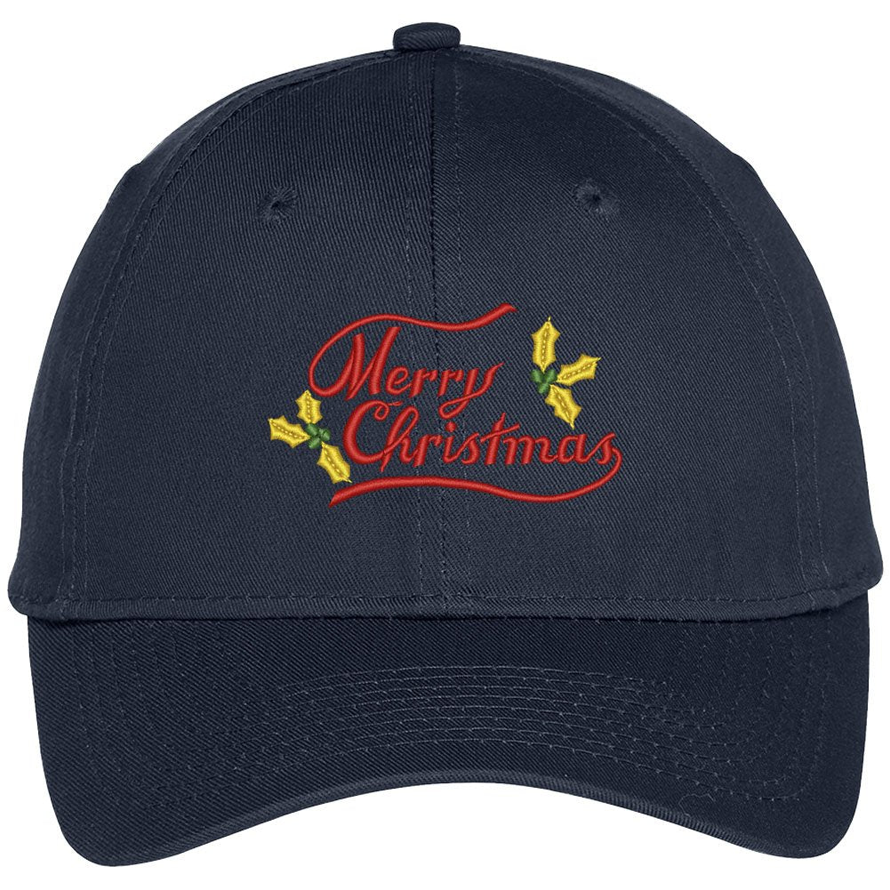 Trendy Apparel Shop Merry Christmas Embroidered Adjustable Baseball Cap - Royal