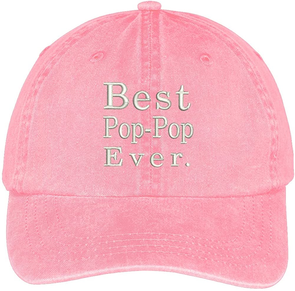 Trendy Apparel Shop Best Pop Pop Ever Embroidered Soft Fit Washed Cotton Baseball Cap