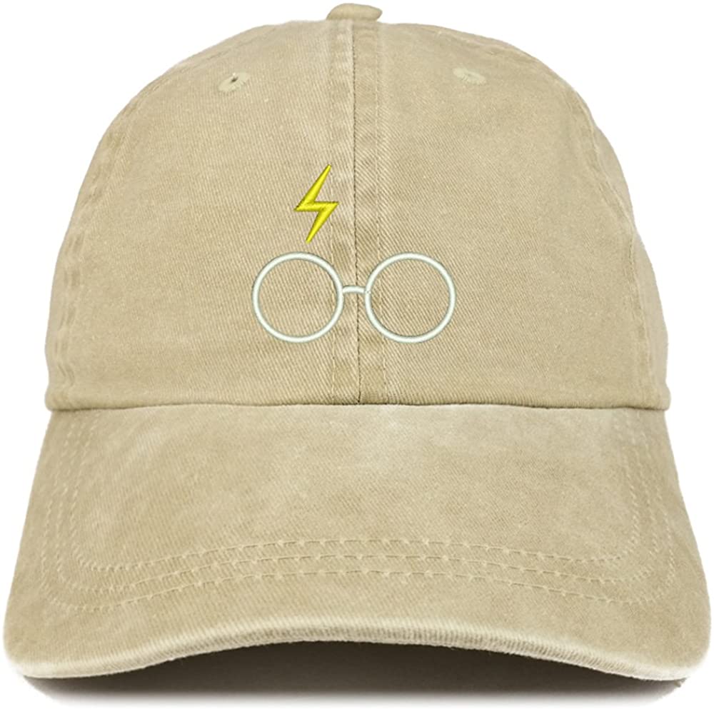 Trendy Apparel Shop Harry Glasses Embroidered Washed Cotton Cap - Dark Green