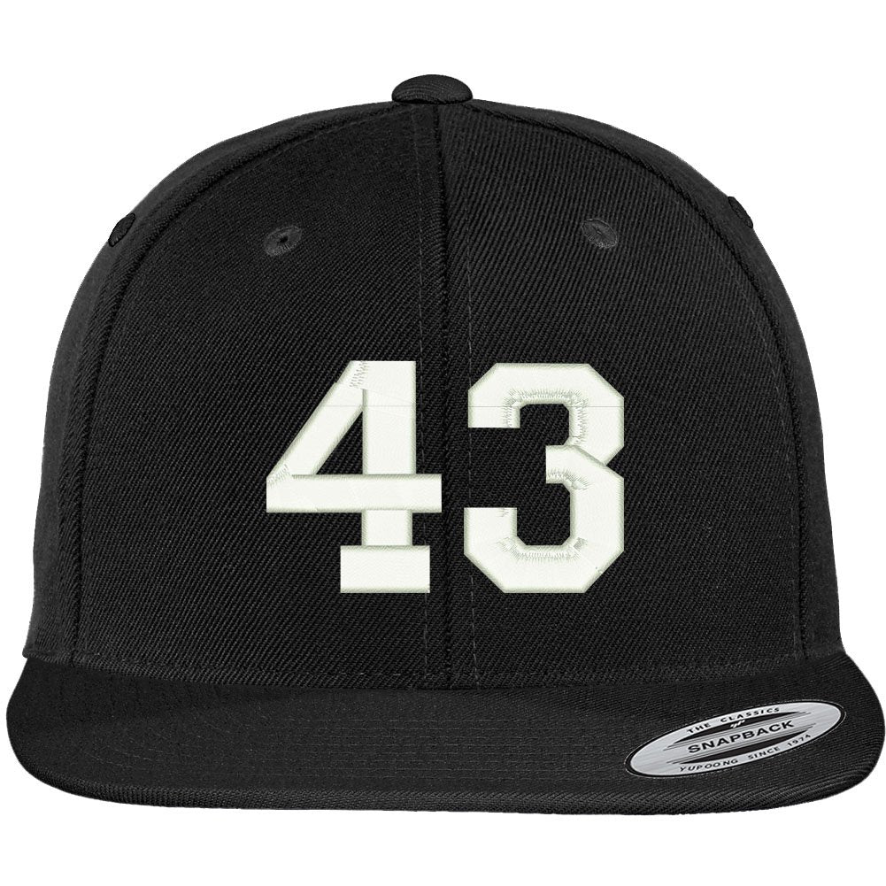 Trendy Apparel Shop Number 43 Collegiate Varsity Font Embroidered Flat Bill Snapback Cap
