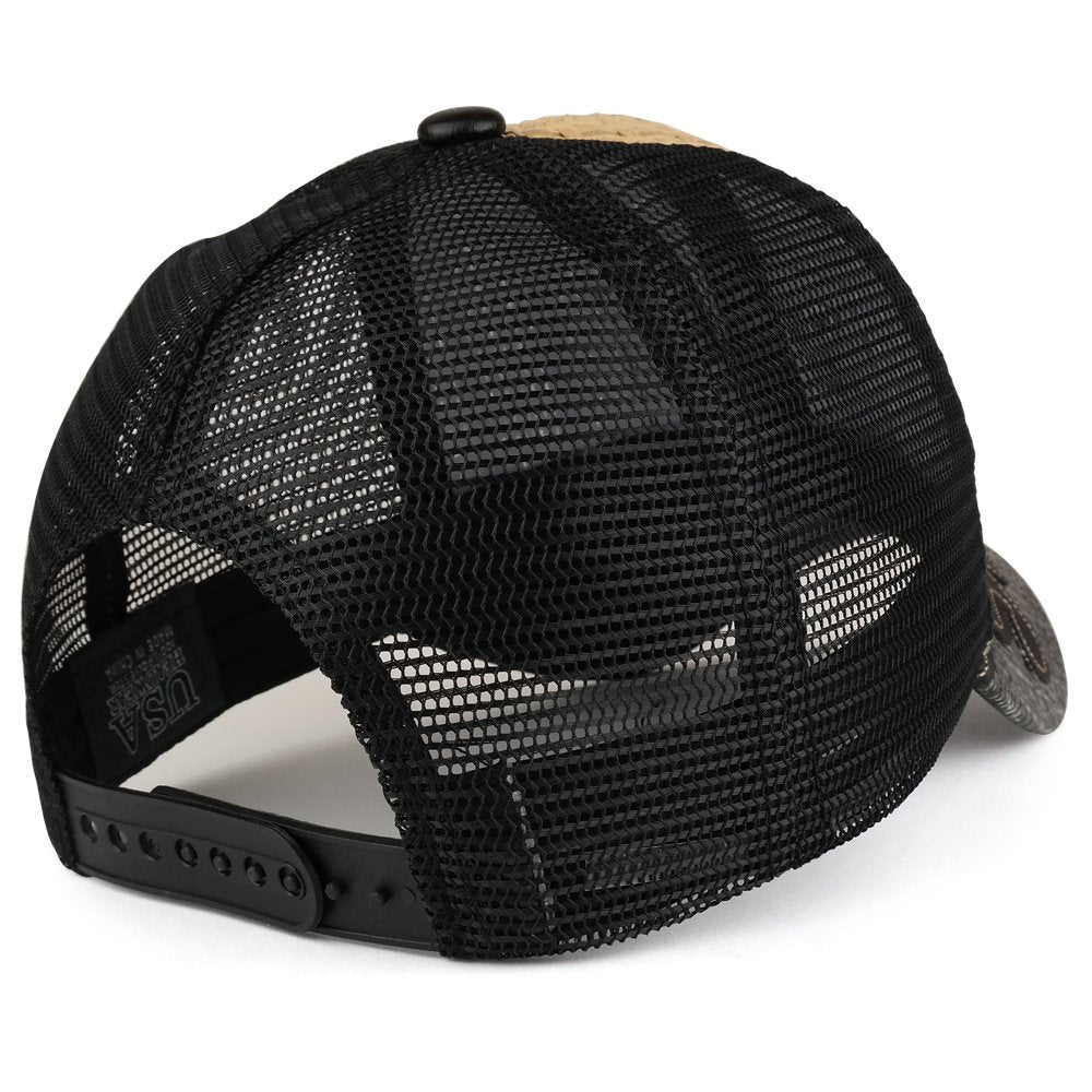 Trendy Apparel Shop Straw Design Metallic Texas Lone Star Logo Trucker Mesh Baseball Cap