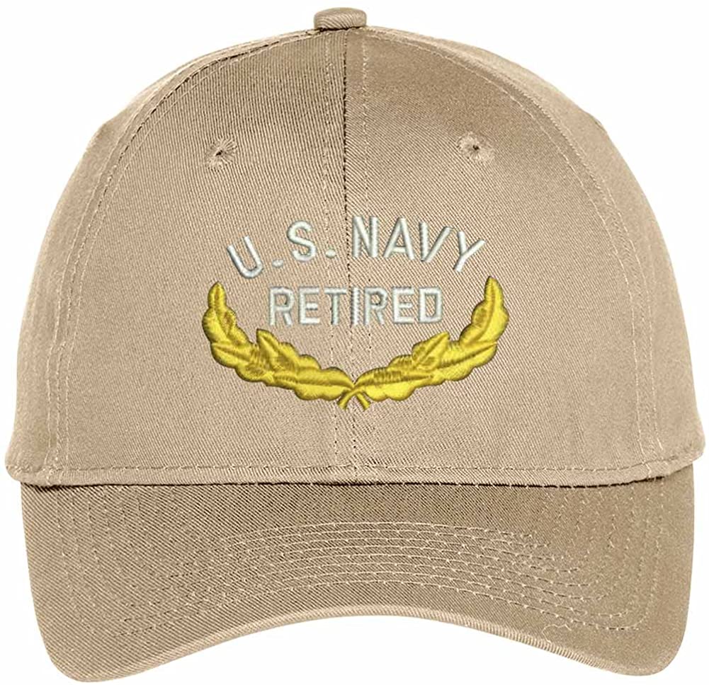 Trendy Apparel Shop US Navy Retired Embroidered Adjustable Snapback Baseball Cap - Black