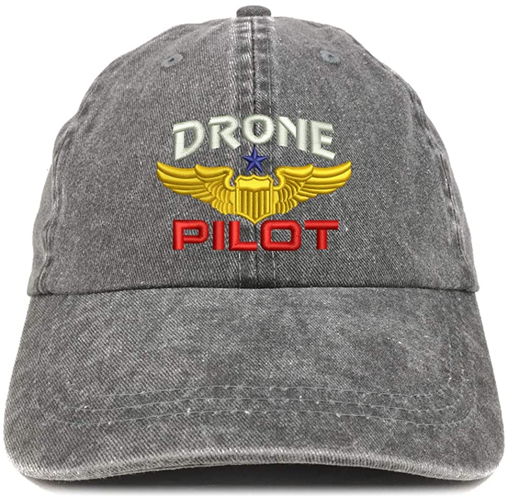 Trendy Apparel Shop Drone Pilot Aviation Wing Embroidered Low Profile Washed Cotton Cap