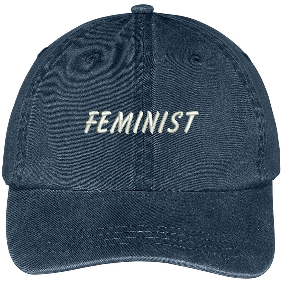 Trendy Apparel Shop Feminist Embroidered Washed Cotton Adjustable Cap