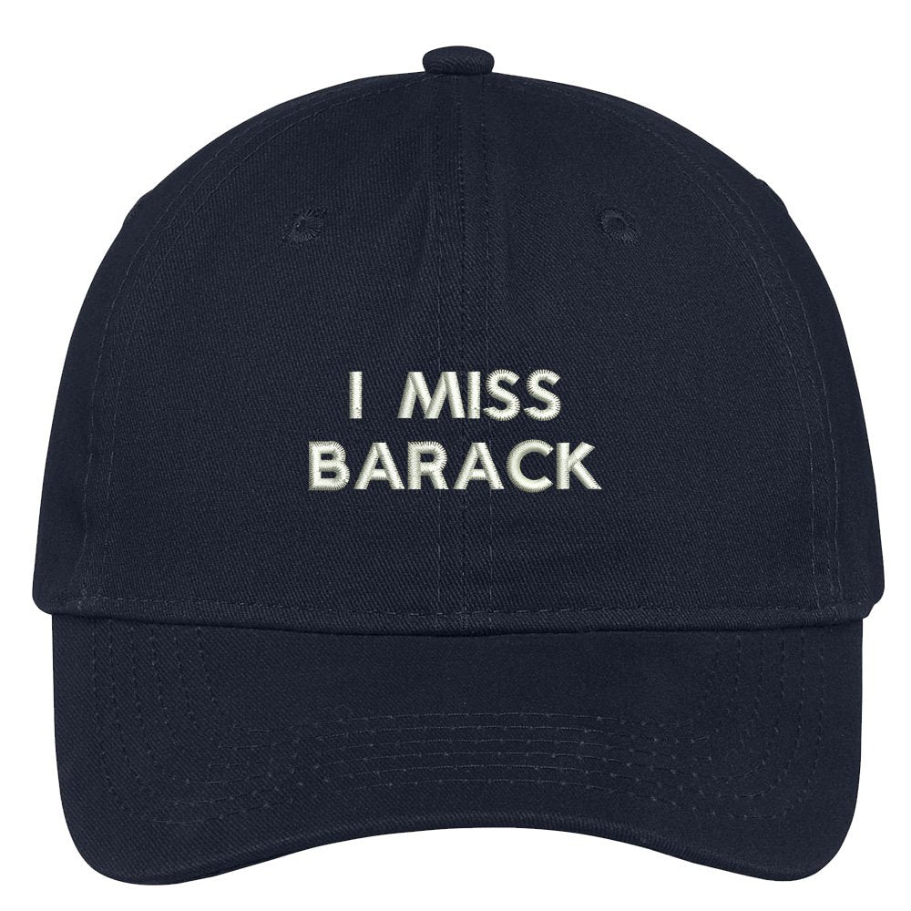 Trendy Apparel Shop Miss Barack Embroidered 100% Quality Brushed Cotton Baseball Cap - Navy