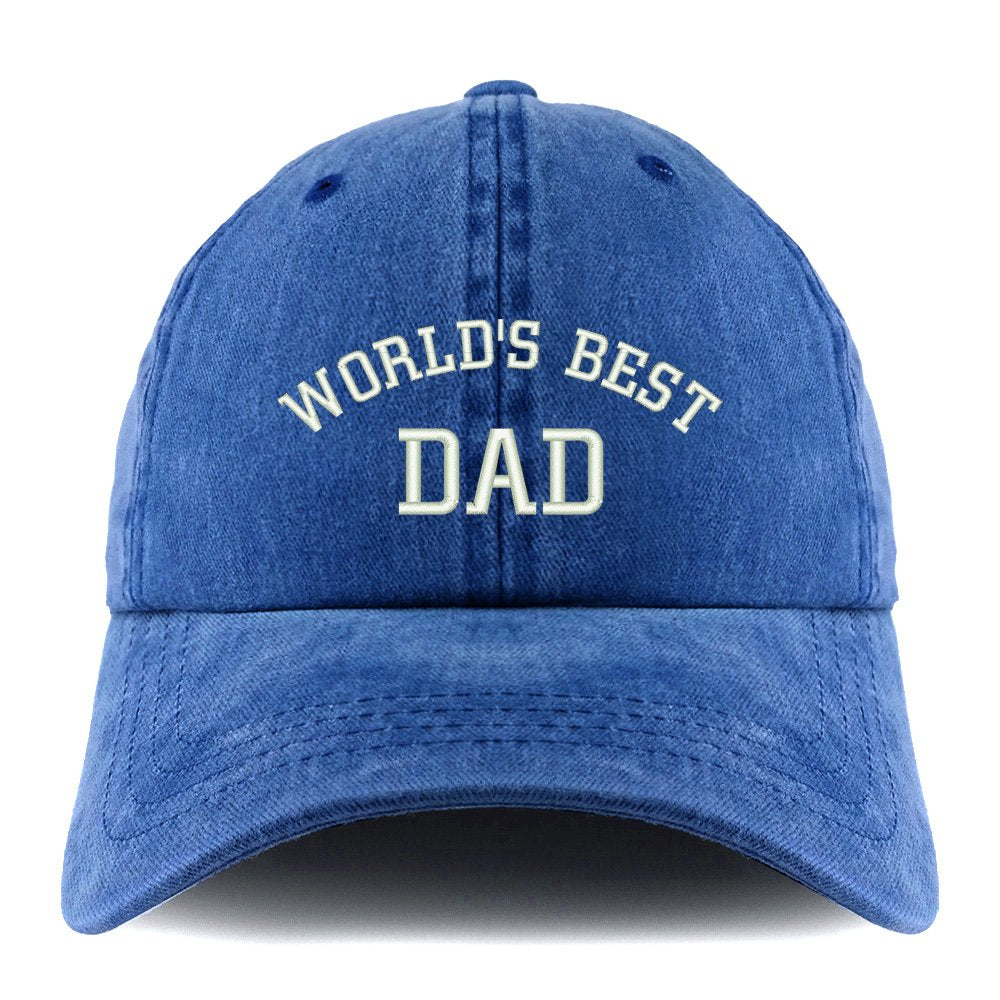 Trendy Apparel Shop World's Best Dad Embroidered Pigment Dyed Unstructured Cap - Royal