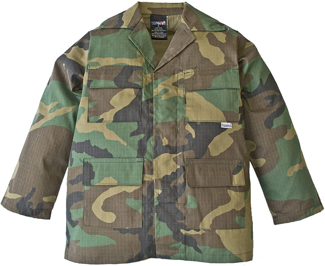 Trendy Apparel Shop Youth Kid's Battle Dress Uniform Camouflage Print Top