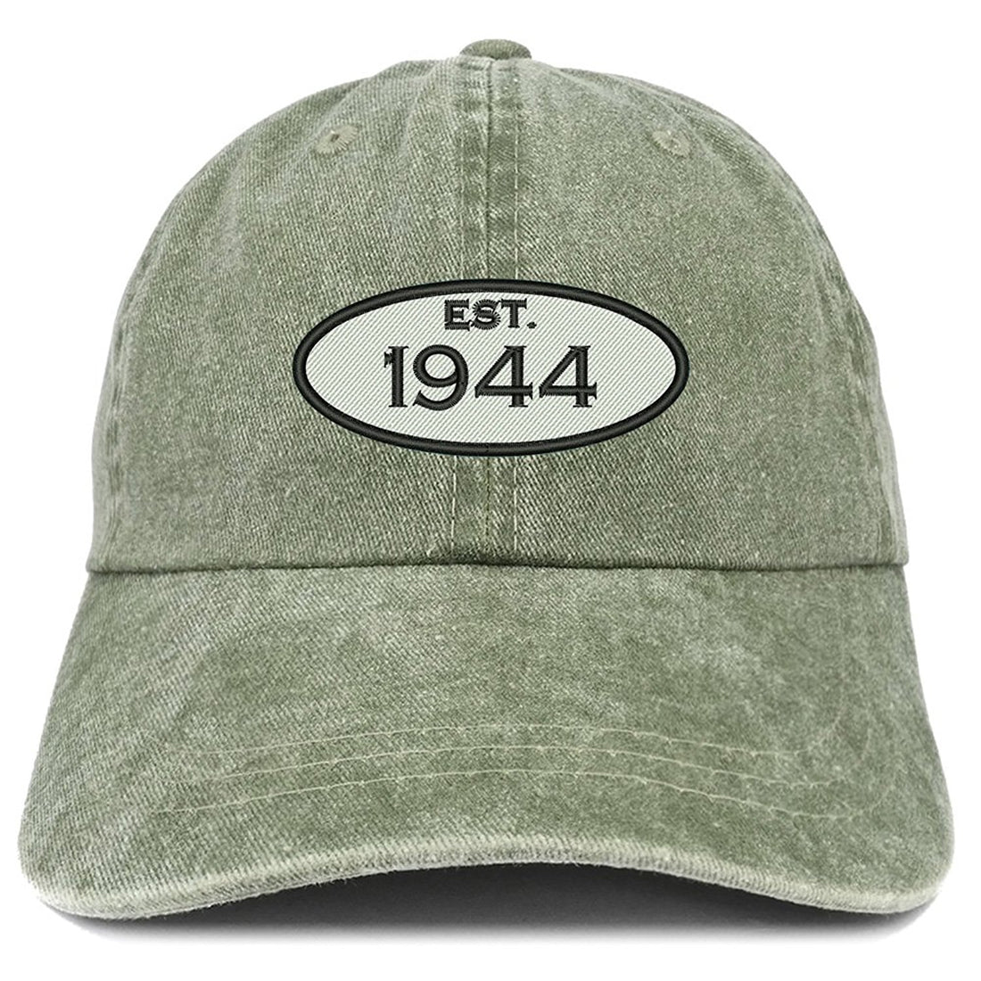 Trendy Apparel Shop Established 1944 Embroidered 75th Birthday Gift Pigment Dyed Washed Cotton Cap