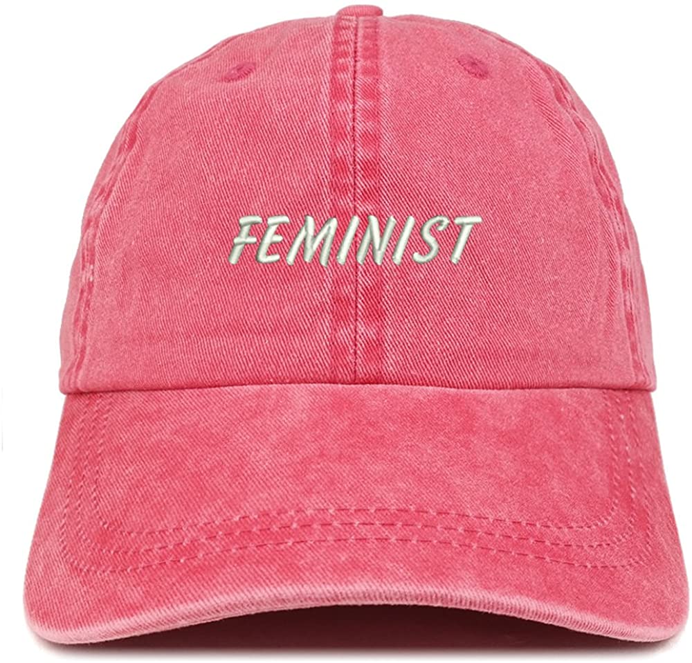 Trendy Apparel Shop Feminist Embroidered Washed Cotton Adjustable Cap - Black