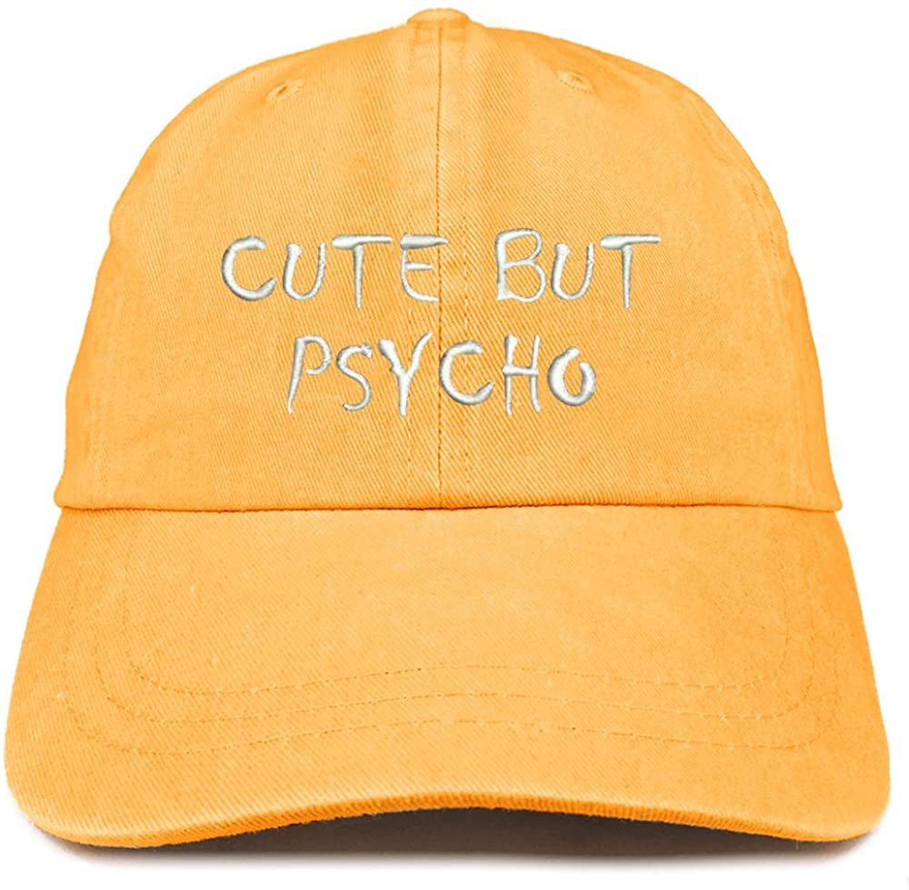 Trendy Apparel Shop Cute But Psycho Embroidered Washed Cotton Adjustable Cap - Black