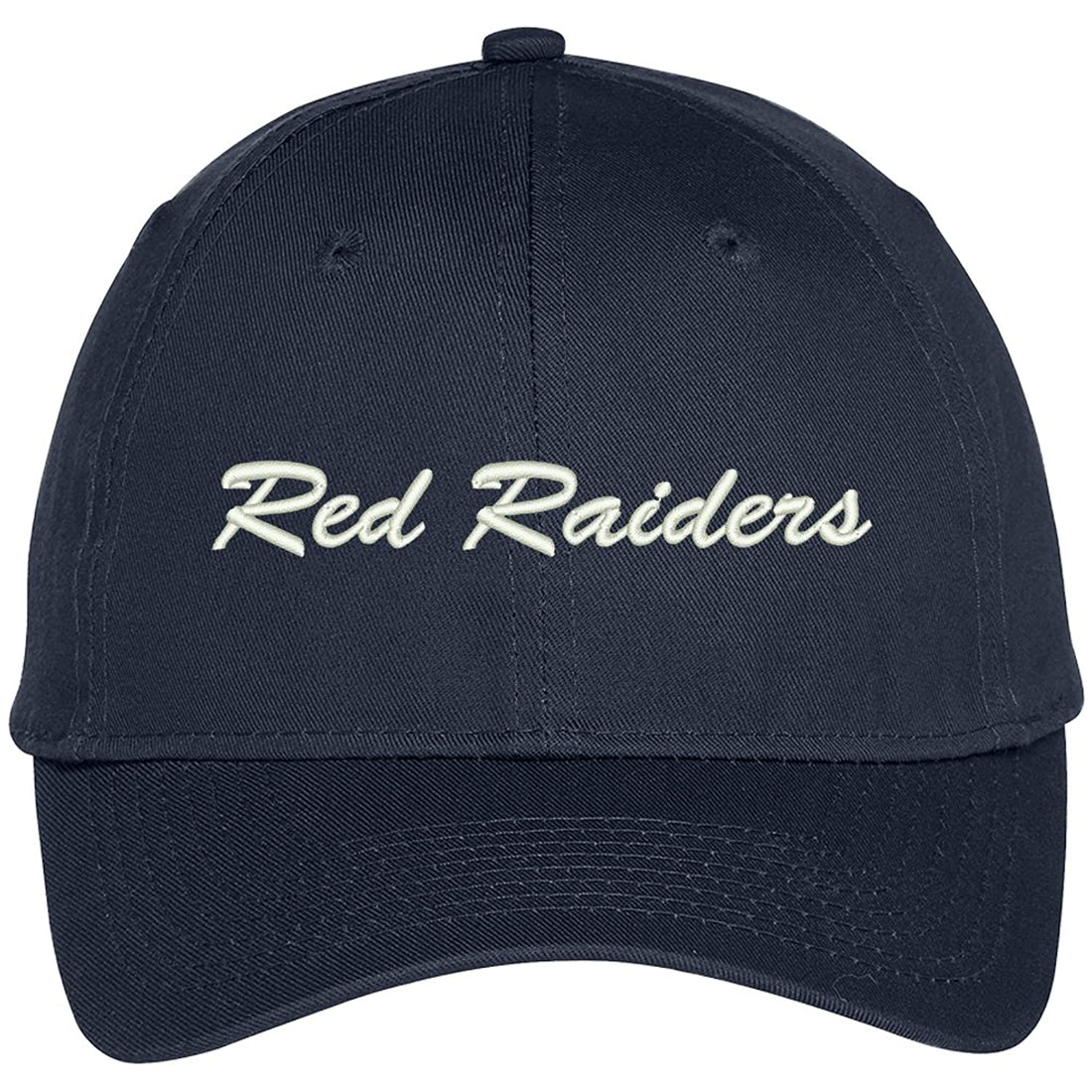 Trendy Apparel Shop Red Raiders Embroidered Team Nickname Mascot Cap - Navy