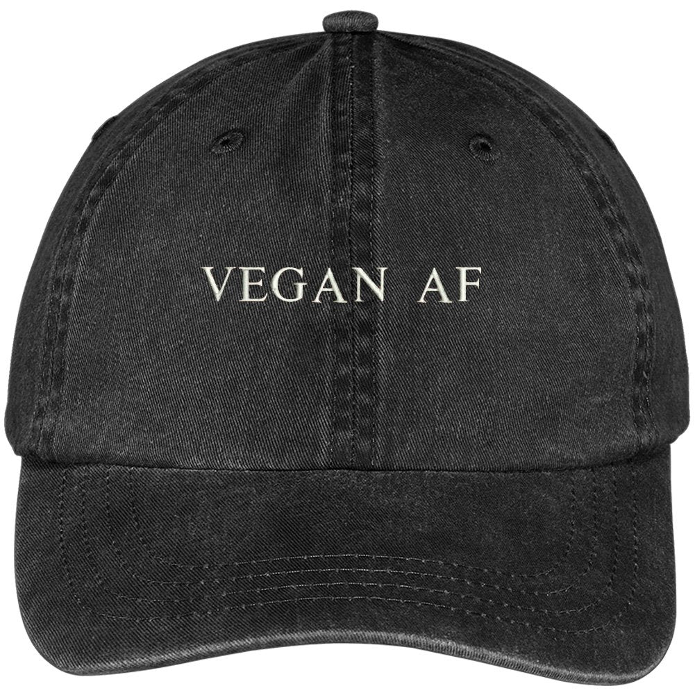 Trendy Apparel Shop Vegan AF Embroidered Pigment Dyed Washed Cotton Cap