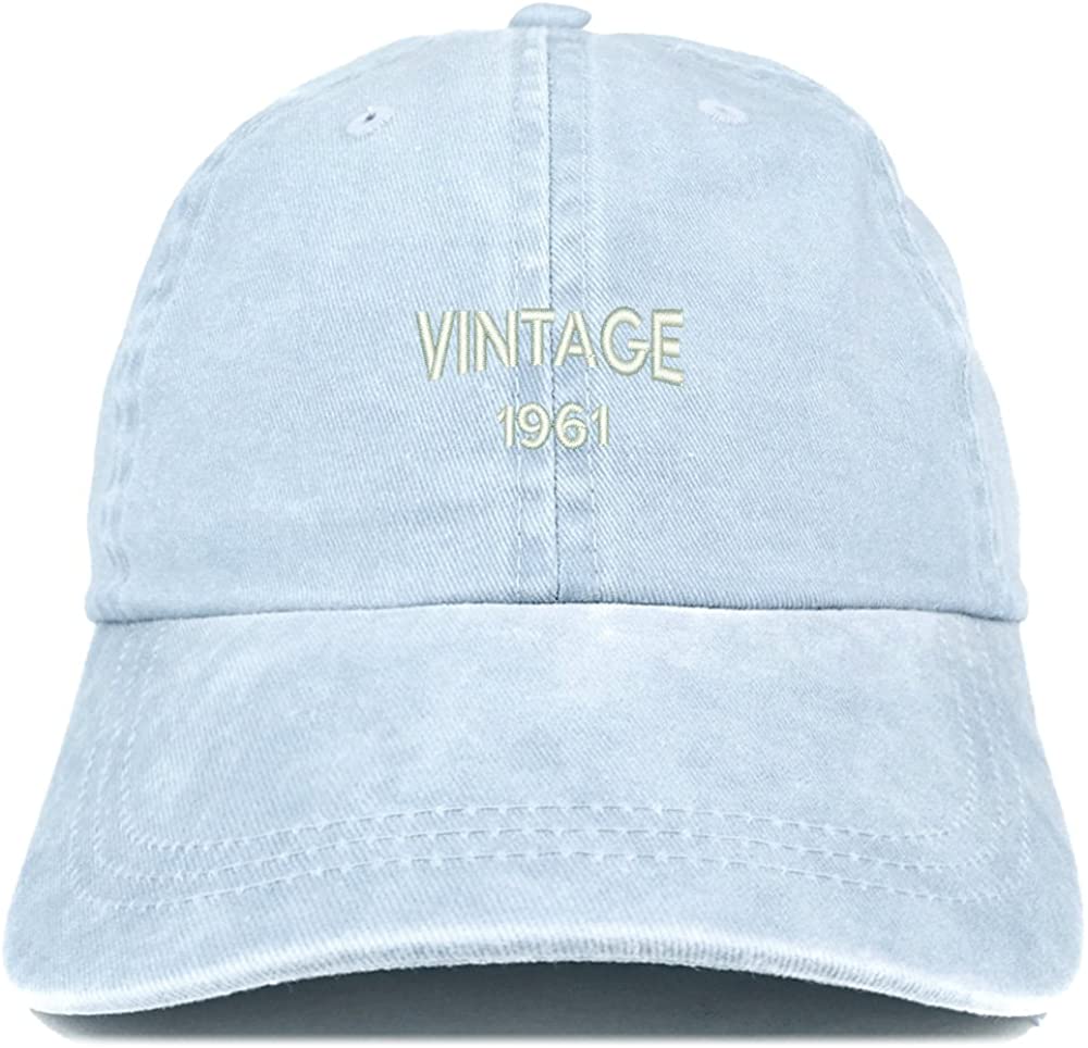 Trendy Apparel Shop Small Vintage 1960 Embroidered 58th Birthday Washed Pigment Dyed Cap