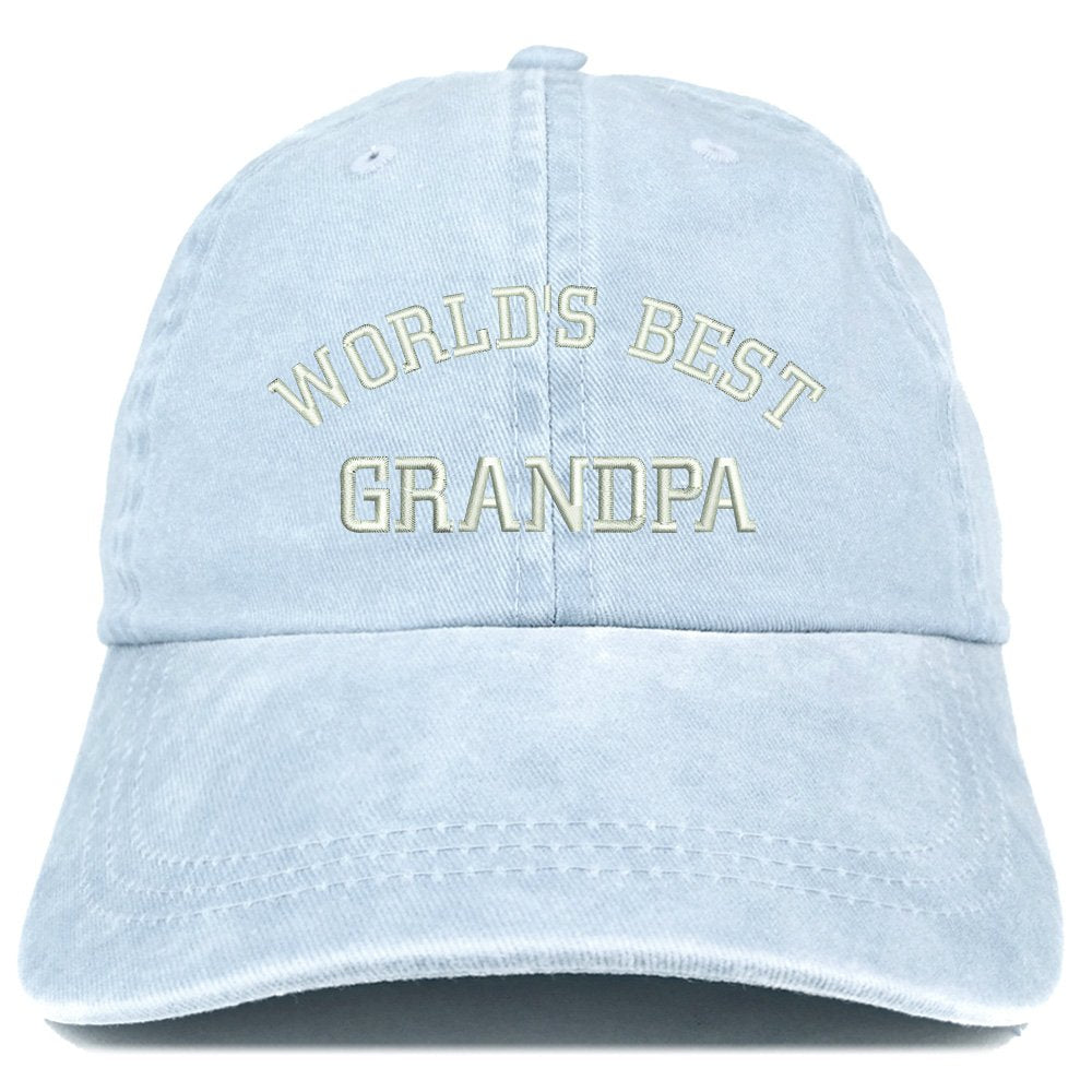 Trendy Apparel Shop World's Best Grandpa Embroidered Pigment Dyed Low Profile Cotton Cap